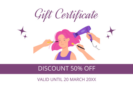 Discount Offer on Services in Beauty Salon Gift Certificate Design Template