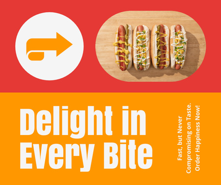 Fast Casual Restaurant Ad with Tasty Hot Dogs Facebook Design Template