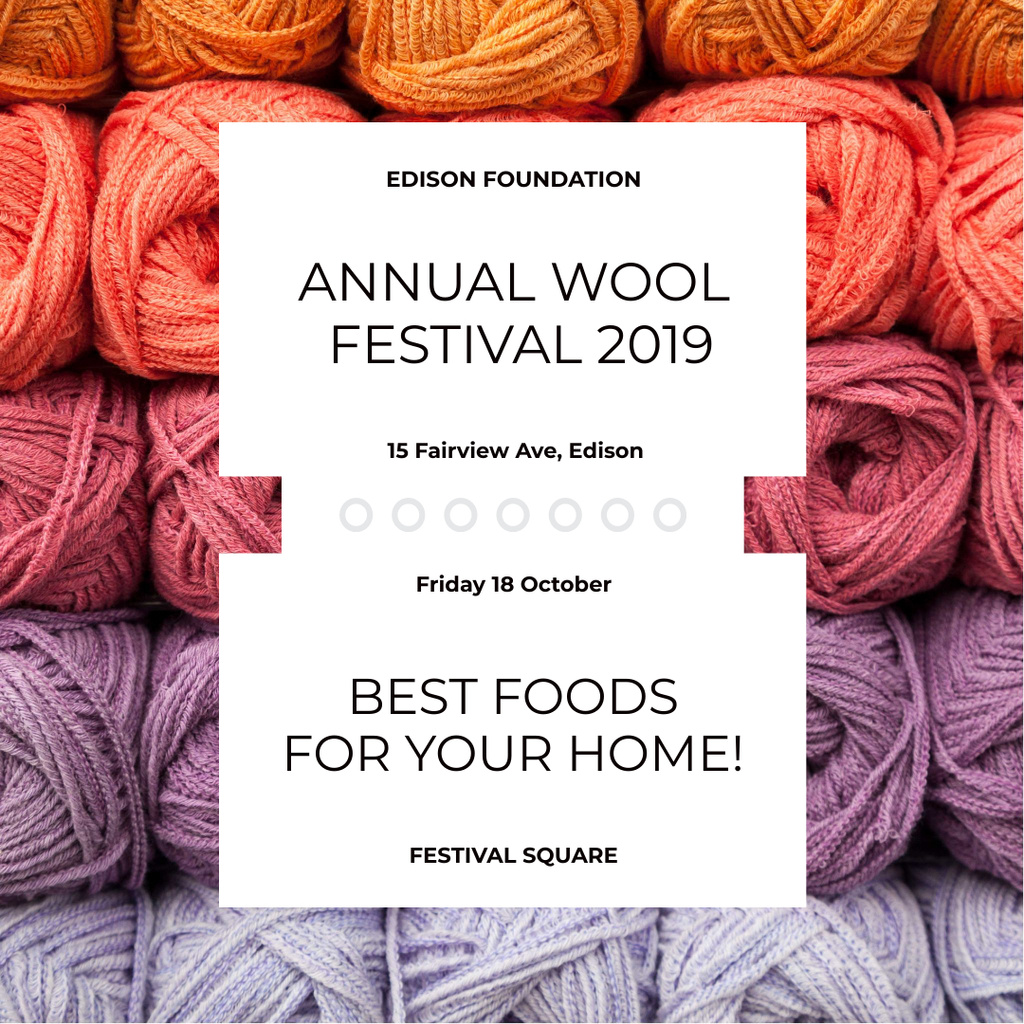 Knitting Festival Wool Yarn Skeins Instagram AD Tasarım Şablonu
