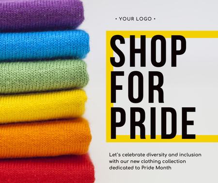 Ontwerpsjabloon van Facebook van Rainbow Colors Garments For Pride Month Offer