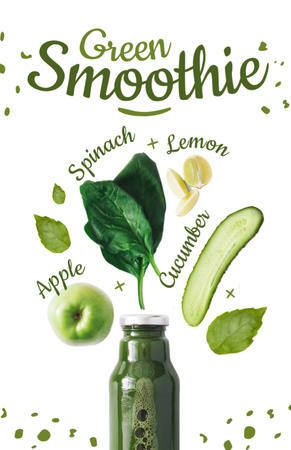 Plantilla de diseño de smoothie verde sano creativo Recipe Card 