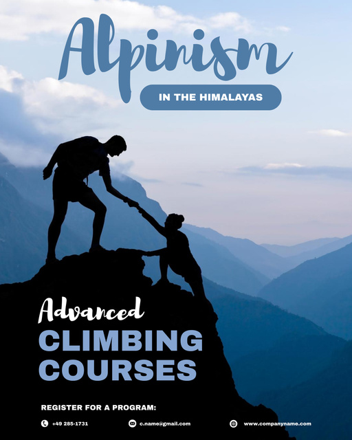 Exciting Climbing Courses And Mountaineering Poster 16x20in Design Template
