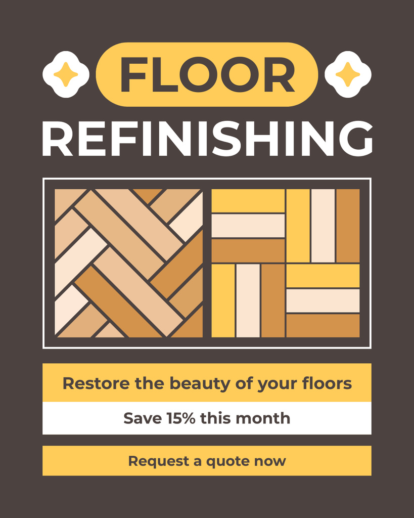 Beautiful Floor Restoration With Discount Offer Instagram Post Verticalデザインテンプレート