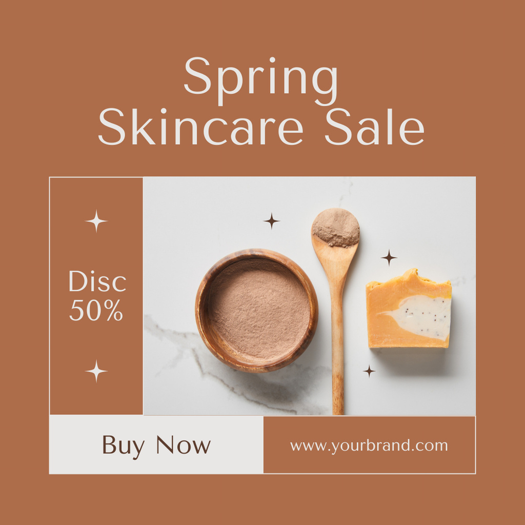 Spring Sale Skin Care Products with Discount Instagram AD Design Template