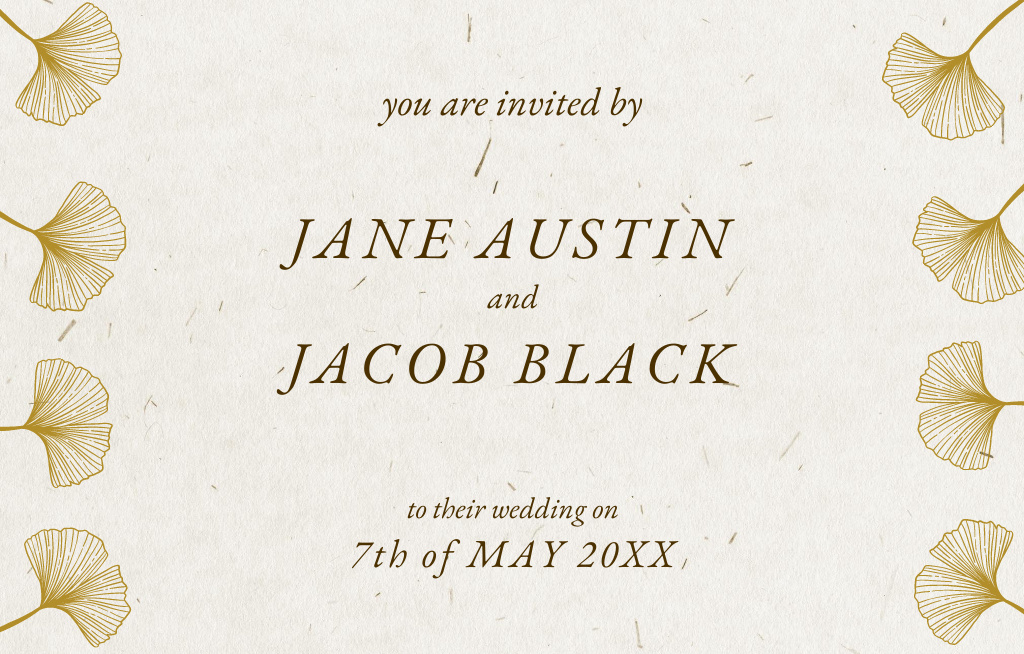 Wedding Day Announcement With Flowers Sketch Invitation 4.6x7.2in Horizontal – шаблон для дизайну