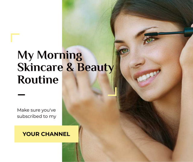 Beauty Blog Ad Woman applying Mascara Facebookデザインテンプレート