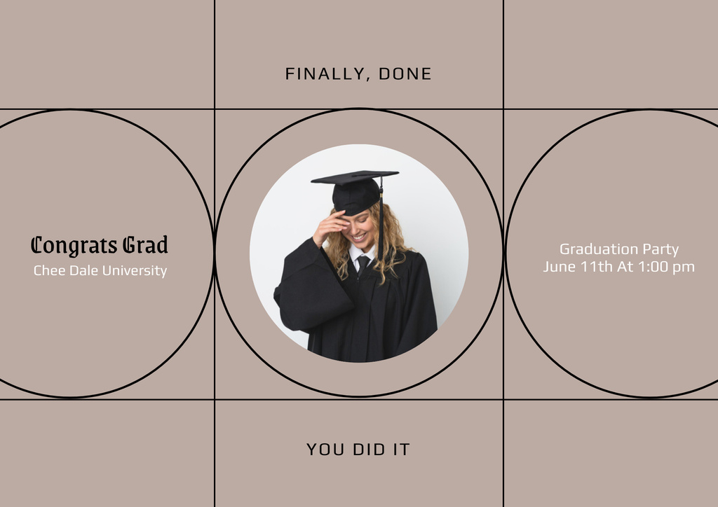 Graduation Party Announcement with Student Poster B2 Horizontal Design Template