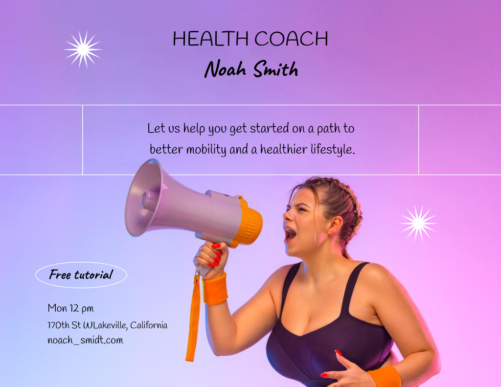 Experienced Health Trainer Offering Services Flyer 8.5x11in Horizontal Design Template