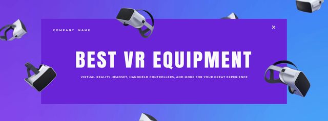 Best VR Equipment Sale Offer on Purple Gradient Facebook Video cover Design Template