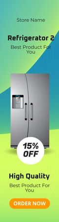 Designvorlage Hochwertige Kühlschrank-Rabatt-Ankündigung für Skyscraper