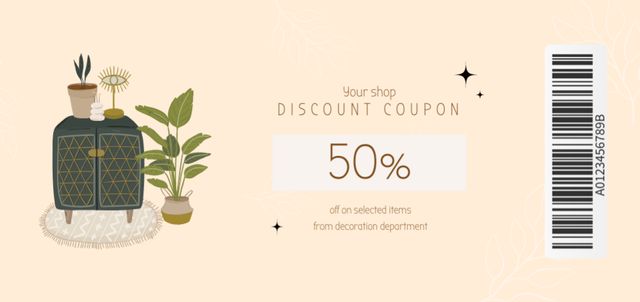 Cozy Household Goods Offer at Discount Coupon Din Large Design Template