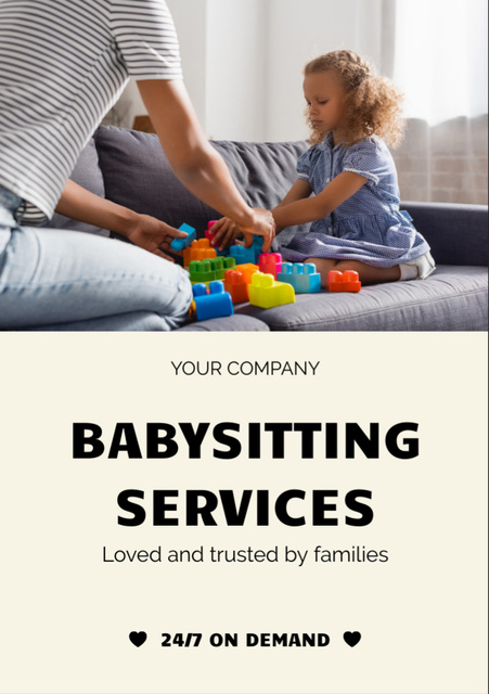 Exceptional Babysitting Assistance Offer With Slogan Flyer A7 Design Template