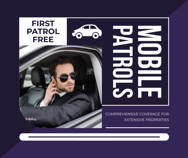 Security Patrol Services Offer on Purple Facebookデザインテンプレート