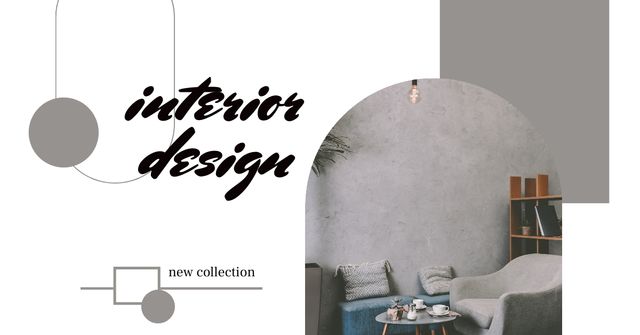 Stylish Interior Design in Grey Colors Facebook AD – шаблон для дизайну