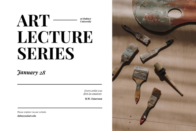 Plantilla de diseño de Art Lecture Series Announcement with Paint Brushes In Winter Poster 24x36in Horizontal 