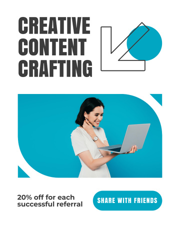 Designvorlage Sorgfältiges Content-Writing-Service-Angebot mit Rabatten für Instagram Post Vertical