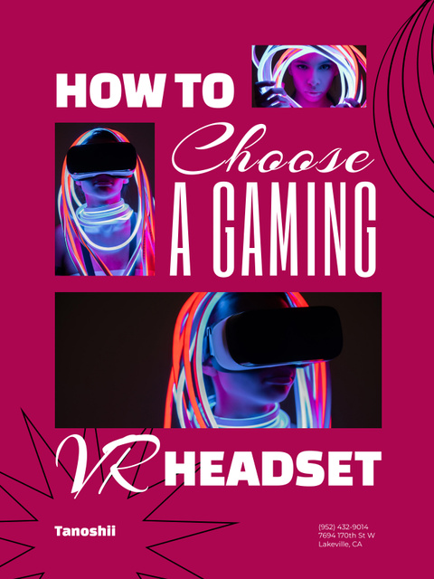 Plantilla de diseño de Gaming Gear Ad with Woman in Neon Light Poster US 