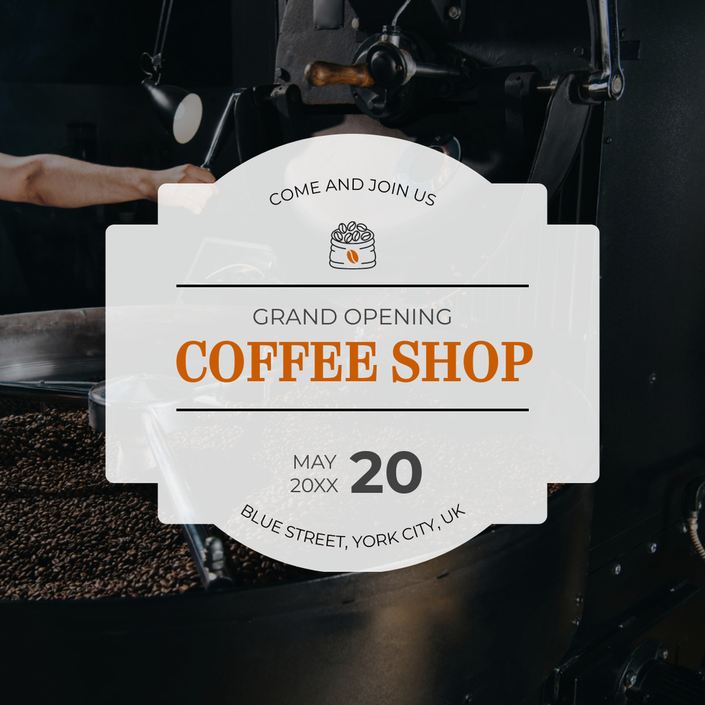 Coffee Shop Ad with Coffee Machine Instagram Modelo de Design