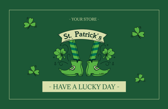 Patrick's Day Wishes of Lucky Day With Shamrocks Thank You Card 5.5x8.5in Šablona návrhu