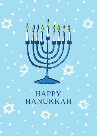 Template di design Fantastiche congratulazioni per Hanukkah con Menorah e le stelle di David Postcard 5x7in Vertical