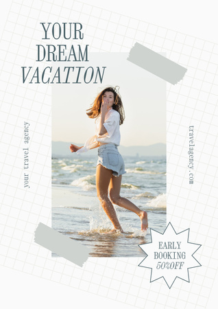 Dream Vacation on Summer Beach Poster Design Template