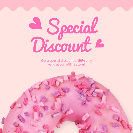 Speciální sleva na růžové donuty Instagram Šablona návrhu
