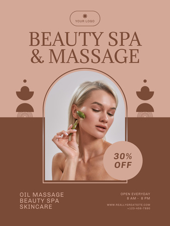 Discount on Beauty Spa and Massage Services Poster US Πρότυπο σχεδίασης