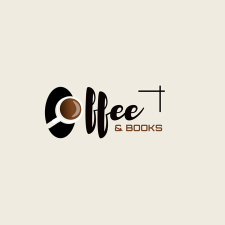 Coffee and Books Ad Logo Design Template