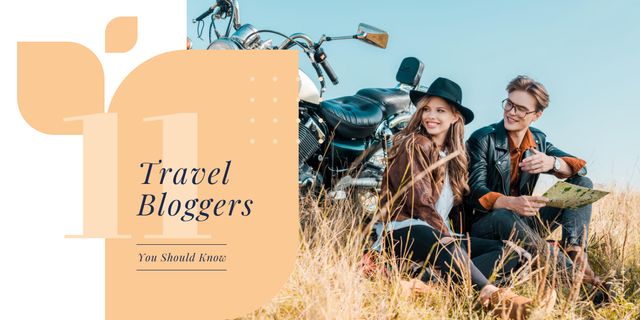 Traveler Blog Proposal with Young Beautiful Couple Image Modelo de Design