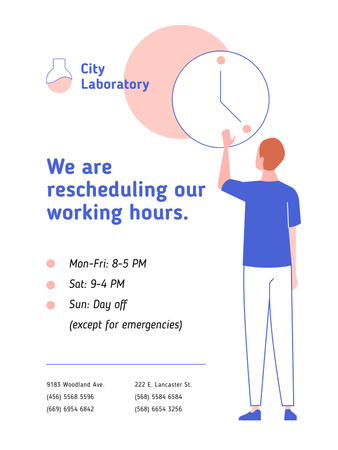 Template di design Riprogrammazione dell'orario di lavoro durante la quarantena Poster US