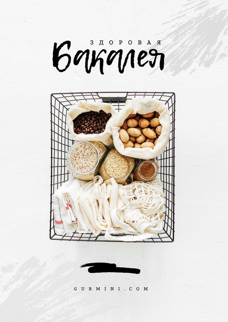 Designvorlage Healthy Grocery in Shopping Basket für Poster