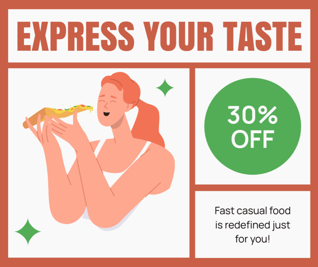 Ontwerpsjabloon van Facebook van Offer of Fast Casual Food with Discount