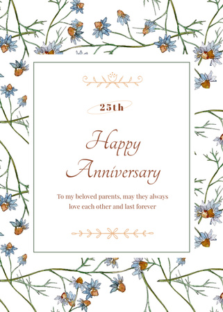 Platilla de diseño Wedding Anniversary Floral Greeting Postcard 5x7in Vertical