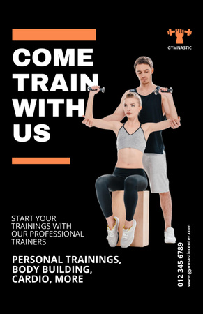 Personal Trainer Helping Woman Train Shoulders Flyer 5.5x8.5in Design Template