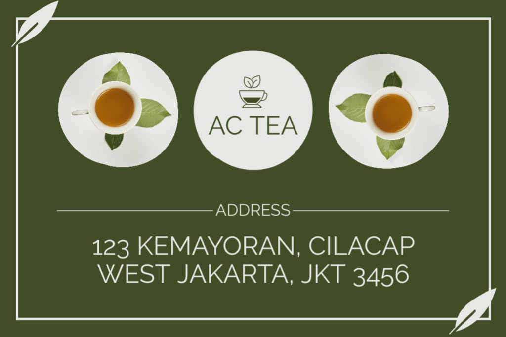 Plantilla de diseño de Refreshing Tea In Package Offer WIth Leaves Label 