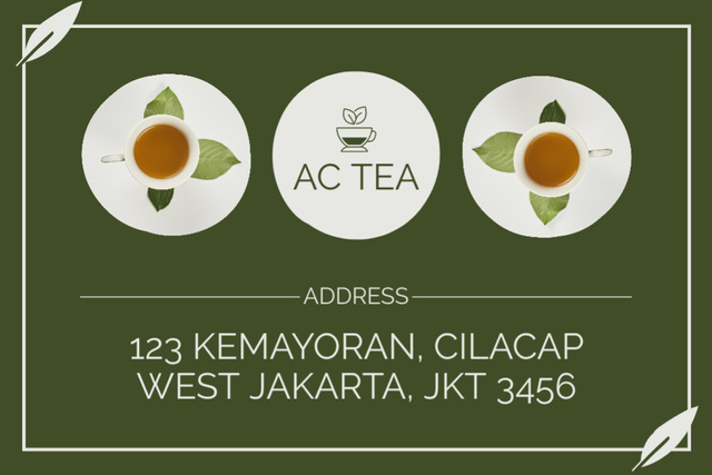 Designvorlage Refreshing Tea In Package Offer WIth Leaves für Label