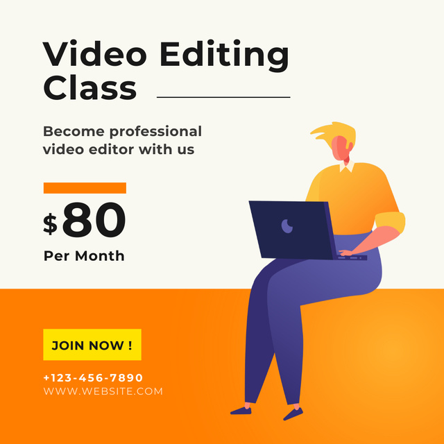 Video Editing Courses Announcement Instagram Design Template