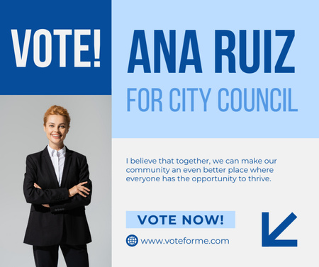 Candidate Women for City Council on Blue Facebook Design Template