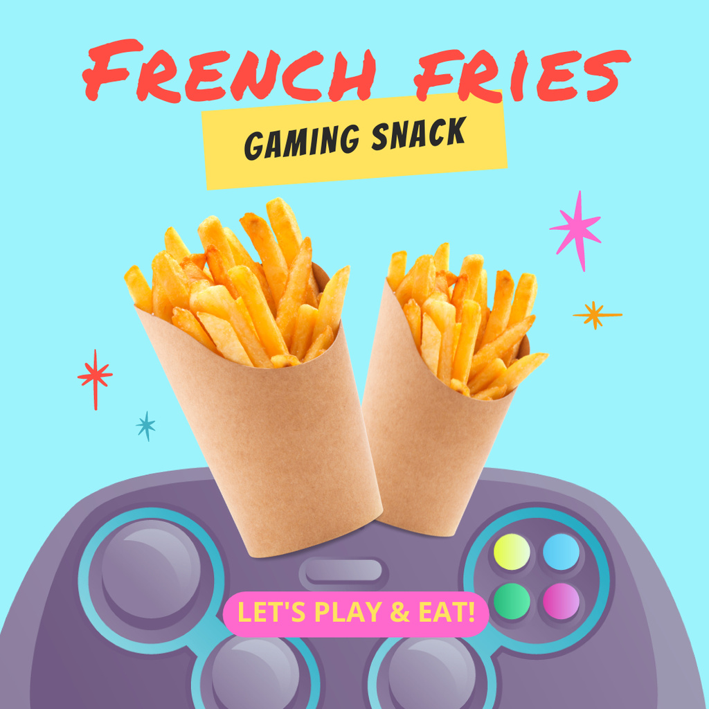 French Fries Gaming Snack Instagram Design Template