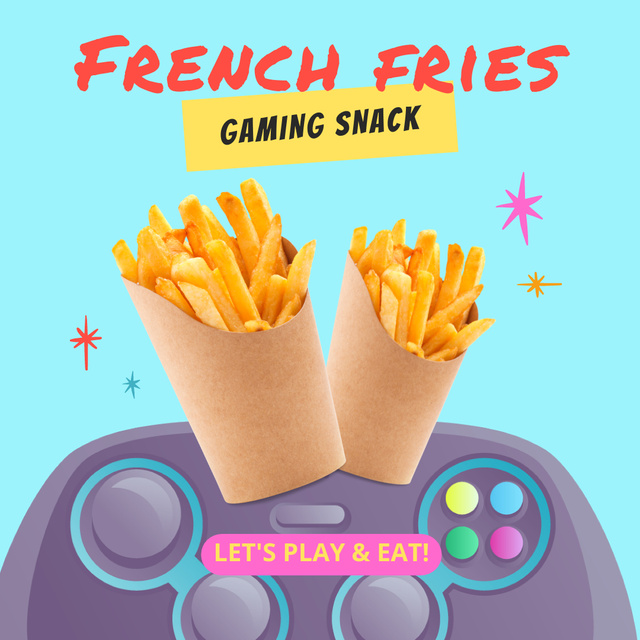 French Fries Gaming Snack Instagram Πρότυπο σχεδίασης