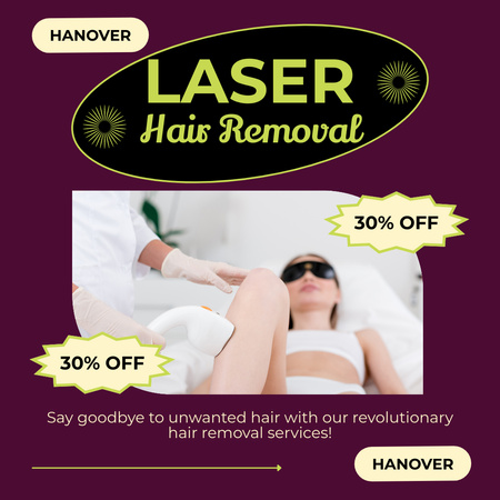 Bright Announcement about Hair Removal Services Instagram Design Template