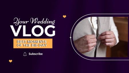 Plantilla de diseño de Groom Wedding Vlog In Purple YouTube intro 