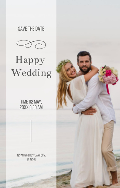Save the Date Wedding Announcement Invitation 4.6x7.2in Tasarım Şablonu