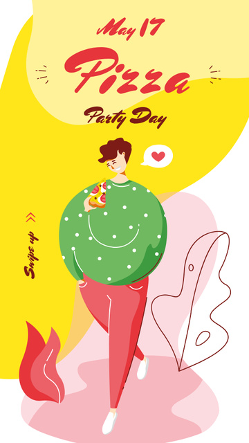 Woman eating Pizza on Pizza Party Day Instagram Storyデザインテンプレート