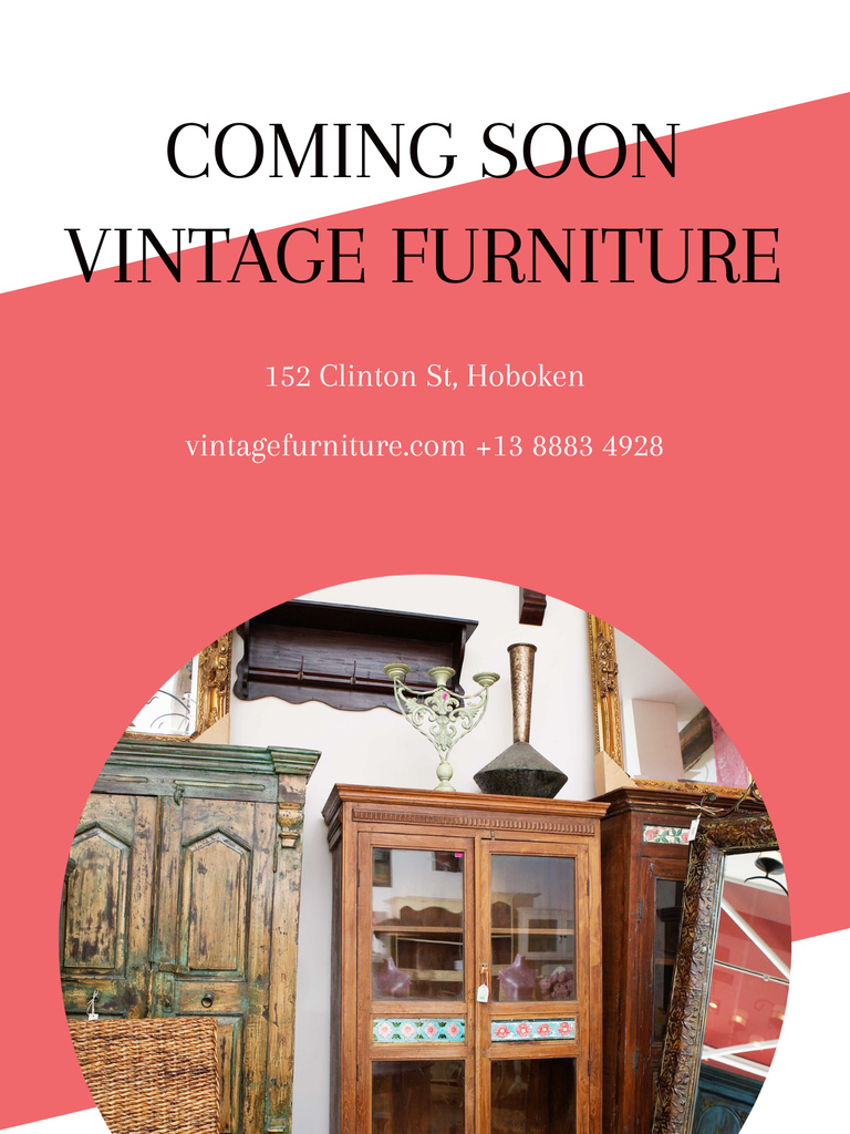 Vintage Furniture Shop Ad Antique Cupboard Poster USデザインテンプレート