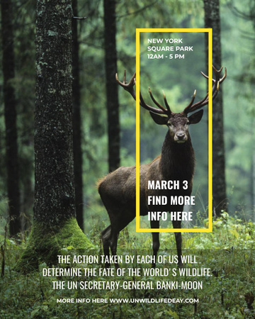 Eco Event announcement with Wild Deer Poster 16x20in Design Template