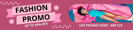 Ontwerpsjabloon van Ebay Store Billboard van Modekortingsaanbieding op roze