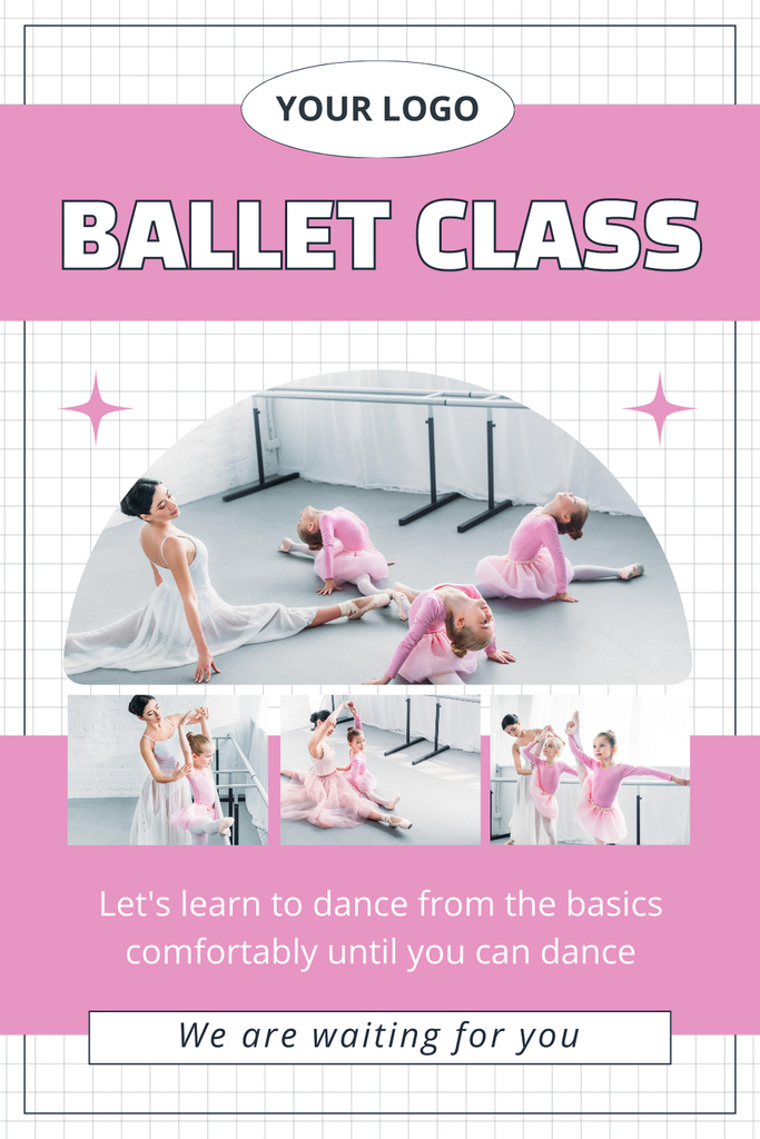 Designvorlage Little Girls on Ballet Class für Pinterest