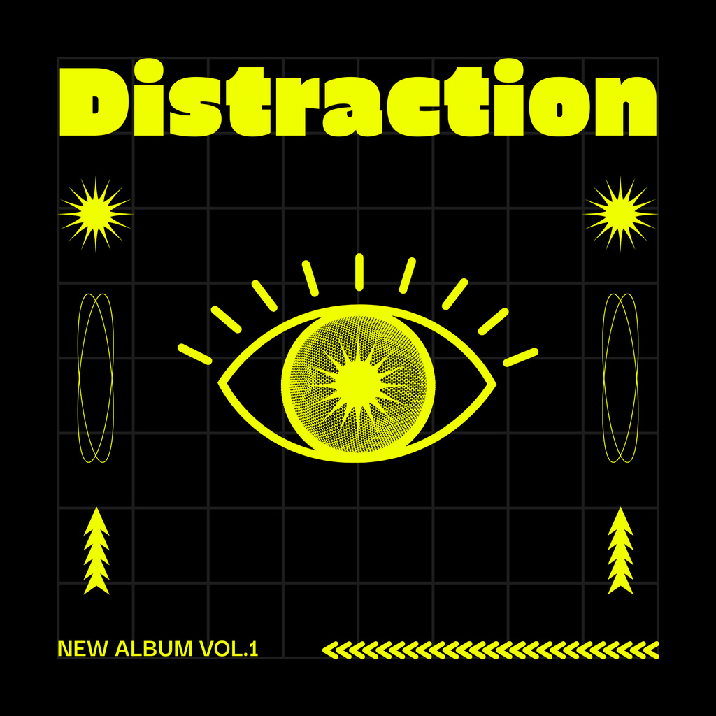 Modèle de visuel Psychedelic Illustration on Song Release Announcement - Album Cover
