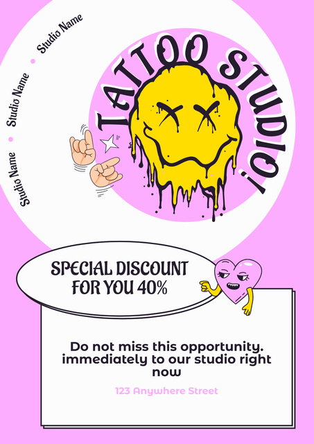 Plantilla de diseño de Special Discount from Tattoo Artist Poster 
